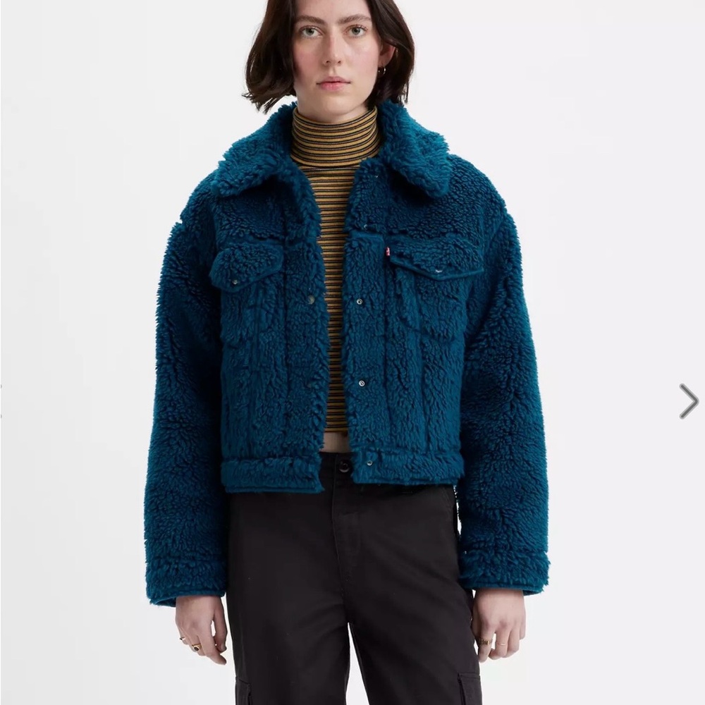 Levi's Women's Baby Bubble Sherpa Trucker Deep Blue Jacket
